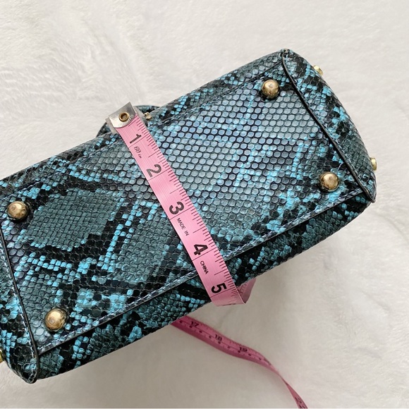 Faux Croc Print Mini Bag With Gold Studded Hardware - Picture 5 of 14